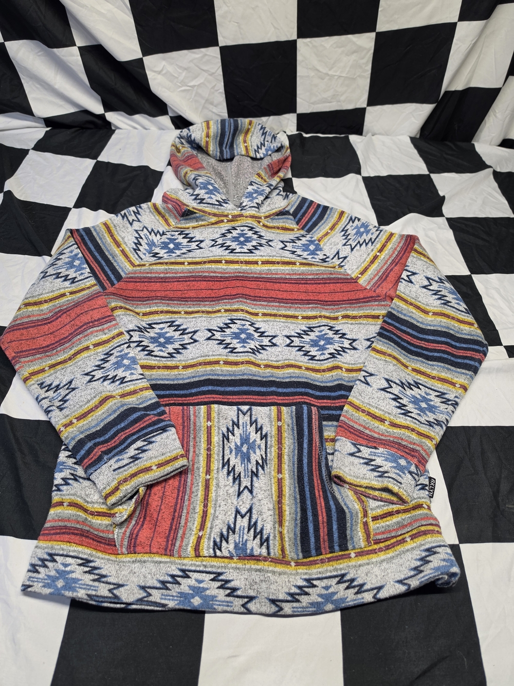 Brooklyn Cloth Aztec Stripe Pullover Hoodie - Red, Blue, Yellow